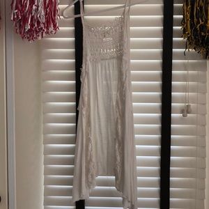 Open back white tank top